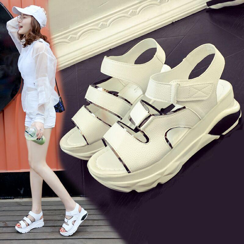 

Dress Shoes 34-40 Size Summer Women Shoe Open Toe Sandals Leisure Platform 4cm-5cm Heel Waterproof Student, Sandals white