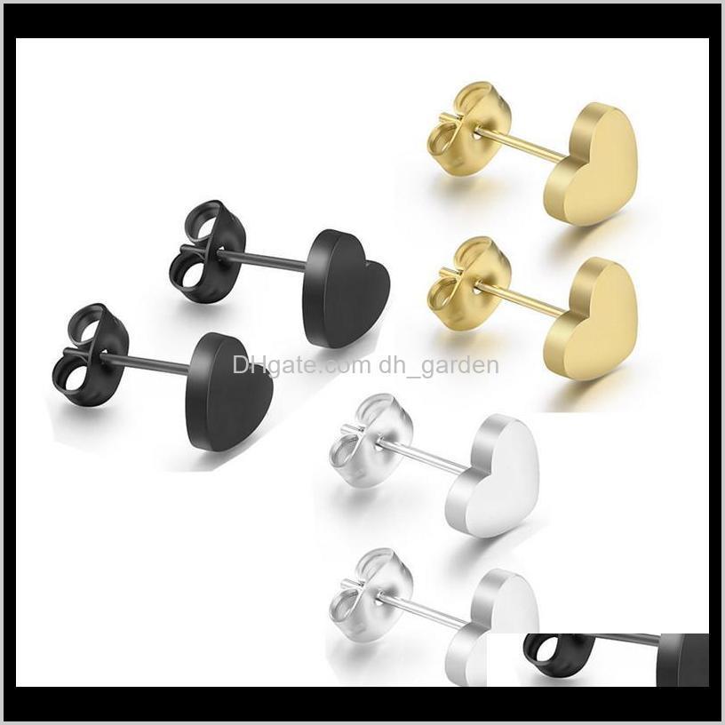 

Stud Jewelry Fashion High Quality Brief Stainless Steel Heart Wholesale Electroplated Gold Black Earrings Drop Delivery 2021 Qvsei