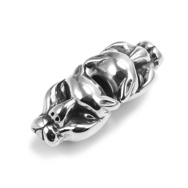 

Charms Double Leopard Head Slide For Men's Bracelet Jewelry Making Stainless Steel Beads Blacken Accessories Fit 6mm Rope DIY, Bronze;silver