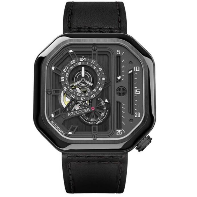 

Wristwatches AGELOCER Top Men Automatic Mechanical Sports Watches Male Military Steel Luminous Wristwatch, Brown