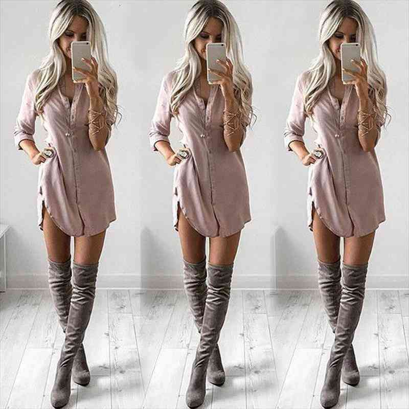 

fashion wommen summer side split womens blouses solid button long sleeve loose casual chiffon shirt, White