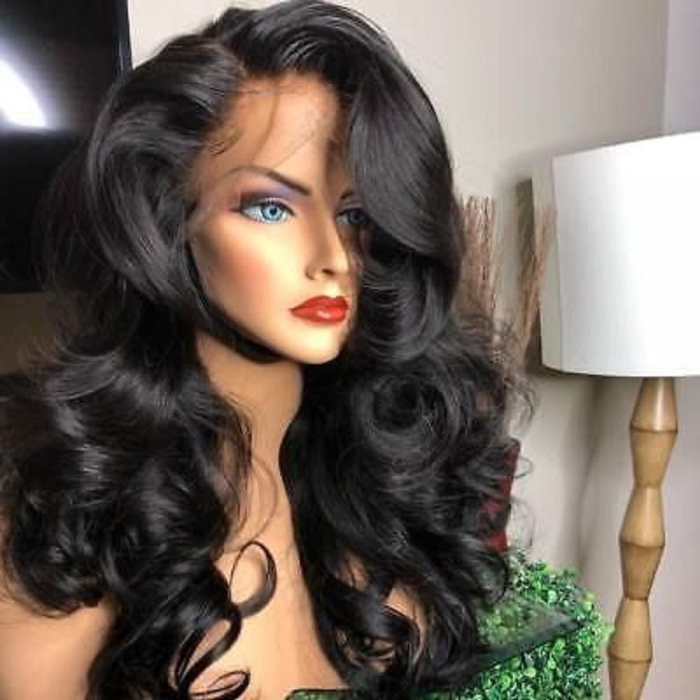 

HD Transparent Lace Front Human Hair Wigs Full Wig Pre Plucked Brazilian Body Wave 360 Frontal With Baby Remy, Black;brown