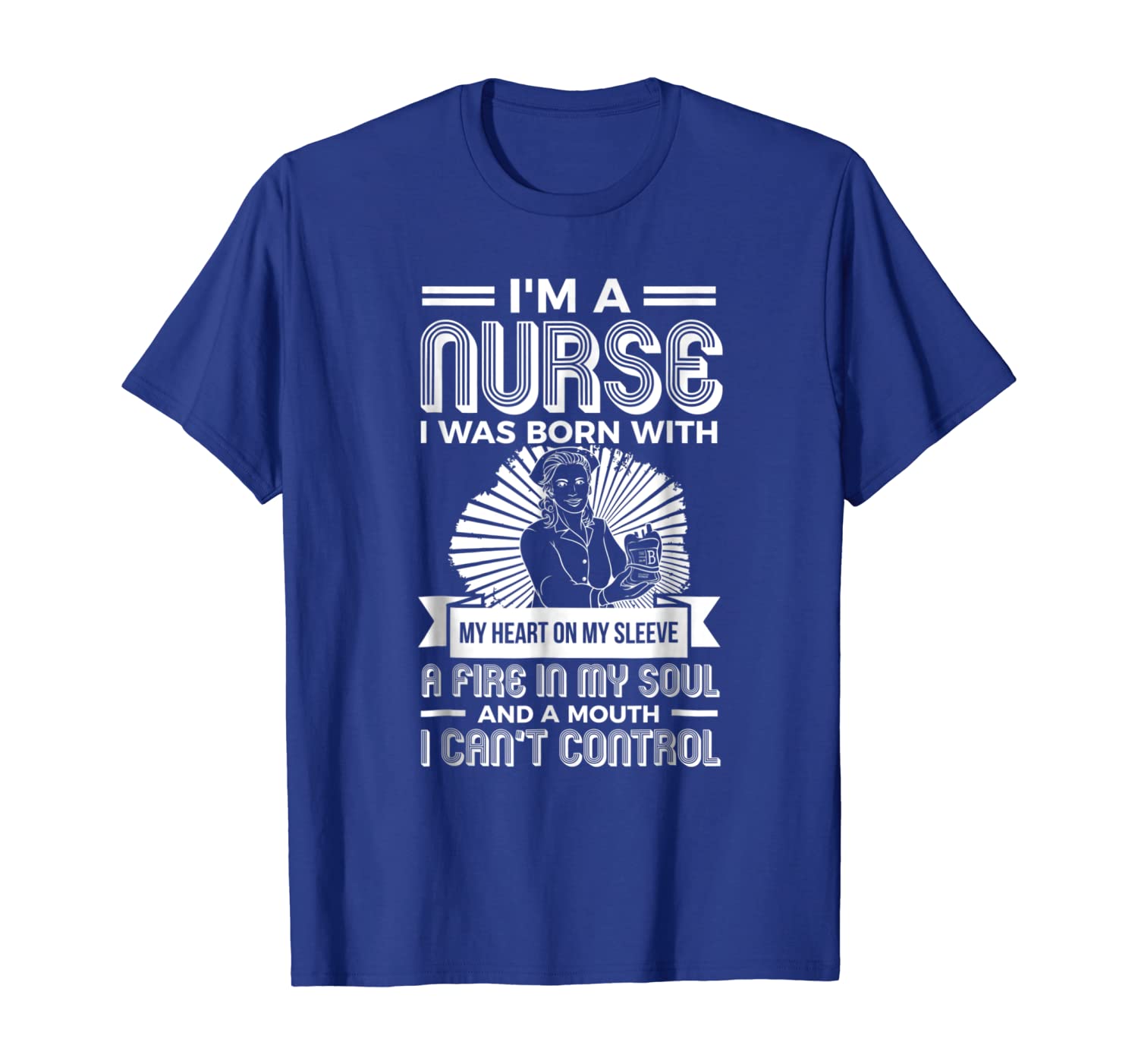 

Nurse Born with a Heart T-Shirt Funny Gift For Nurses RN Tee, White;black