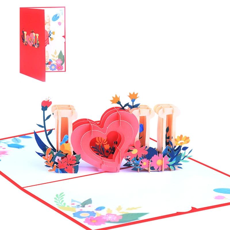 

Greeting Cards Heart Flower Up Valentines Day Card 3D Popup For Wedding Anniversary All Occasion Wife Husband Handmade Gift