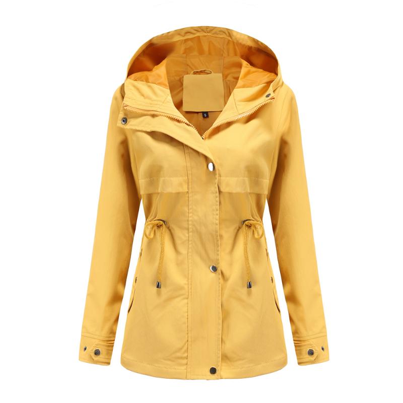 

Women' Trench Coats European Code Raincoat In The Long Coat Hooded Thin Women Cross A Generation Designer Clothes, Black