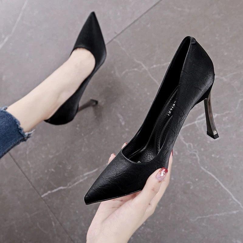 

Dress Shoes Women Heels 2021 Women's Red High Heel Chaussure Femme Zapatos Mujer, Black 1cm