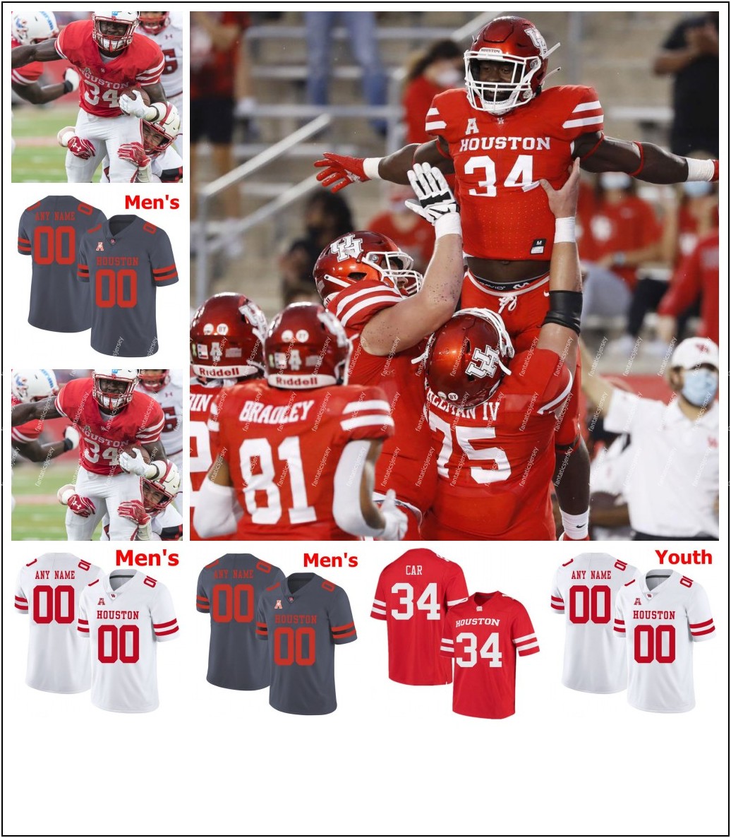 

Custom Houston Cougars Football Jersey Mulbah Car Christian Trahan Clayton Tune Nathaniel Dell Ta'Zhawn Henry Seth Green Any Name Number Stitched, As shown in illustration