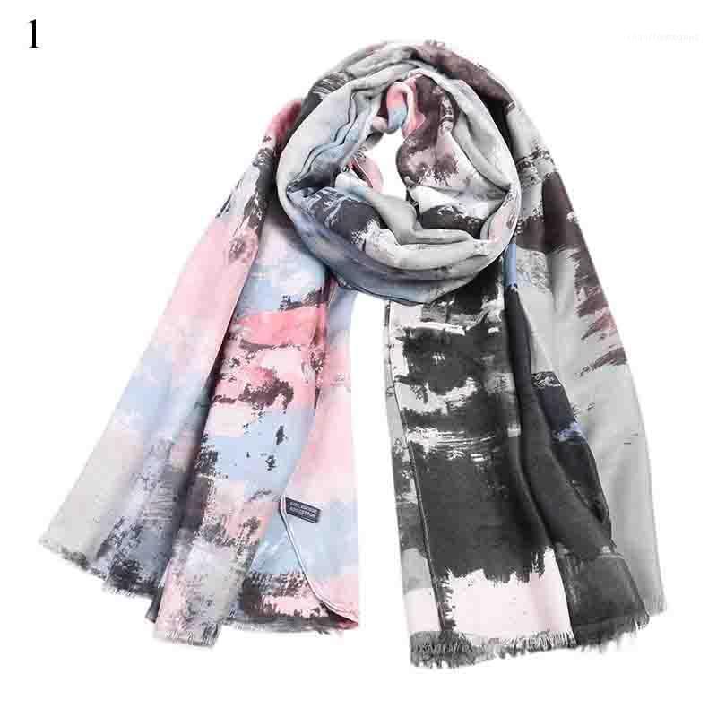 

Scarves 1PCS 180cm*90cm Bohemian Graffiti Printed Colorful Shawl Soft Long Shawls Wraps Cotton Linen Women Winter Scarf1