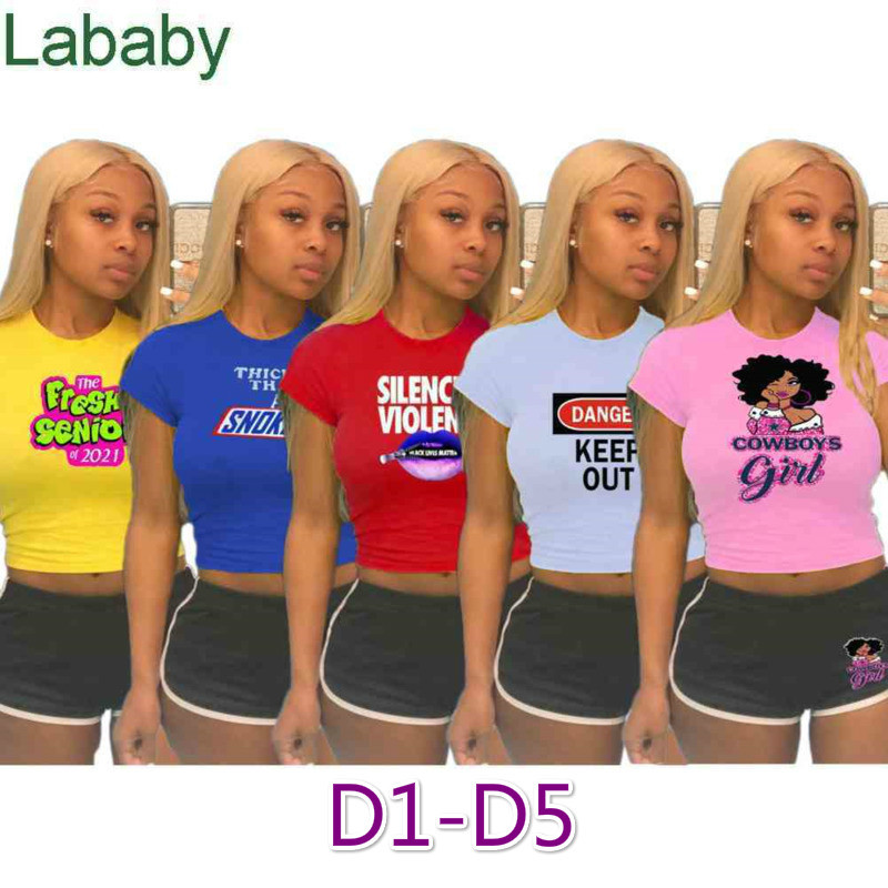 Été Femmes Deux Pièces Pantalons Designer Tenues Courtes Lettres Dessin Animé Motif Imprimé Survêtement T-shirt À Manches Courtes Biker Shorts Sp
