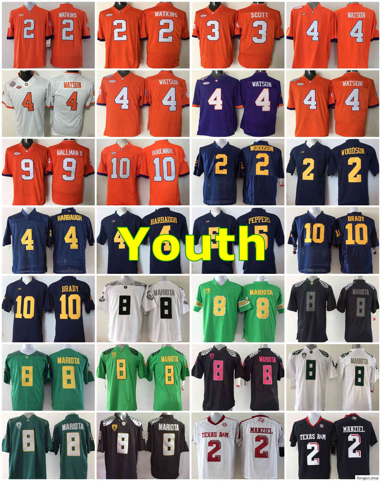 

NCAA Football Jerseys Youth Clemson Tigers Jersey 2 Sammy Watkins 3 Artavis Scott 4 Deshaun Watson 10 Ben Boulware 9 Wayne Gallman, As photo