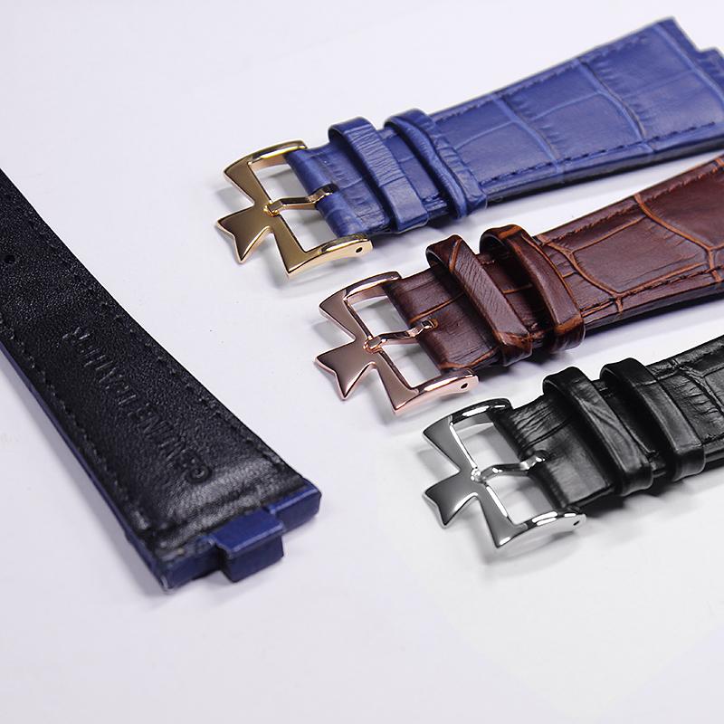 

Watch Bands Cowhide Watchband For VC 47660/000G-9829 Convex Mouth 8*25mm Blue Black Brown Strap With Pin Buckle Men Watches