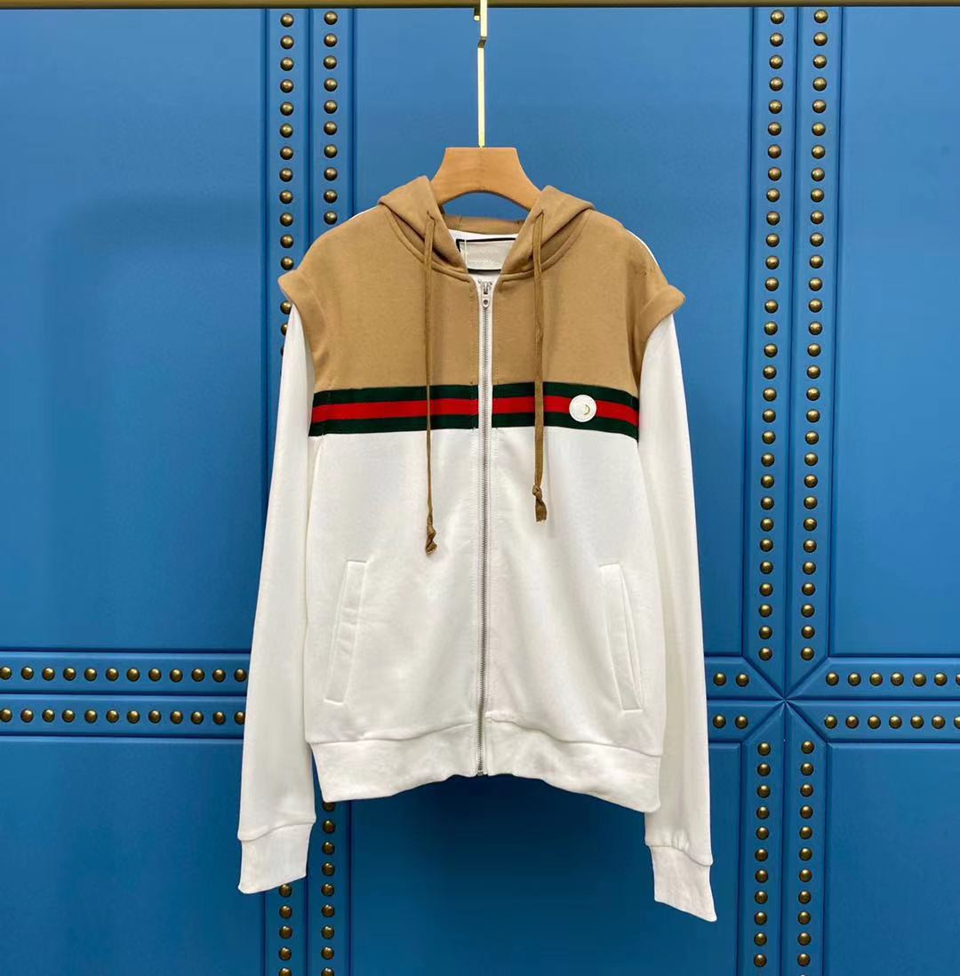 Gujia 2021 Automne Nouveau Épicage Couleur Contraste Contraste Fil de mode en vrac teint Sweater Cardigan à capuche fraîche Shuo