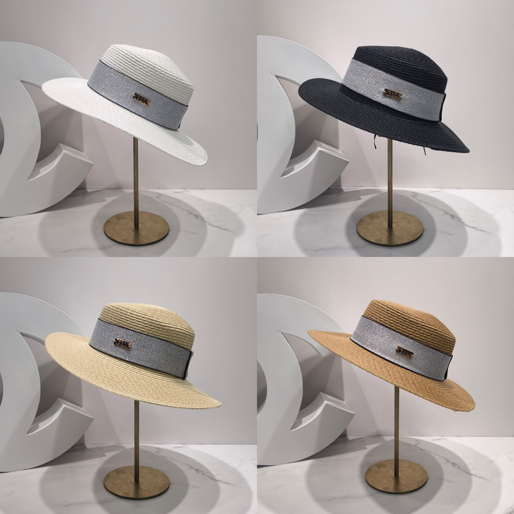 

22ss 4color Small Sweet Wind C Design Vintage Letters Straw Hats Women Elegant Flat Top Bucket Hat Summer Outdoor Wide Brim Sun Caps Fashion Beach Cap Visors, Brown