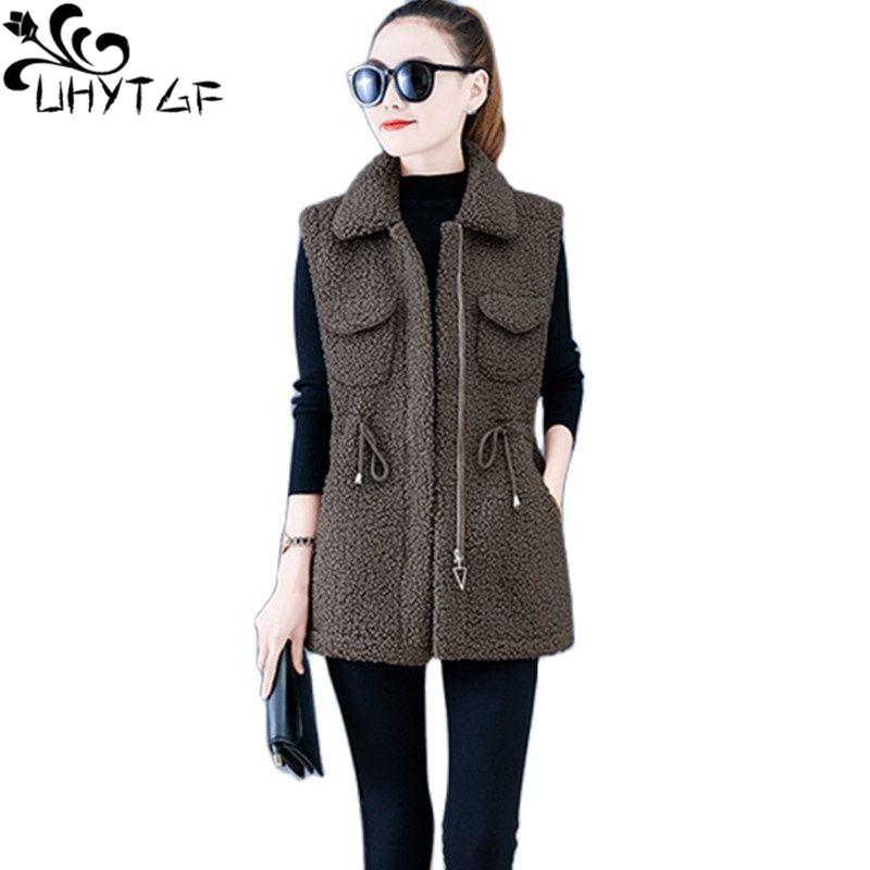 

Women's Vests UHYTGF Jackets For Women 2022 Lambswool Sleeveless Autumn Winter Female Coat Casual Warm Plus Size Waistcoat Chaleco 1642, Black;white
