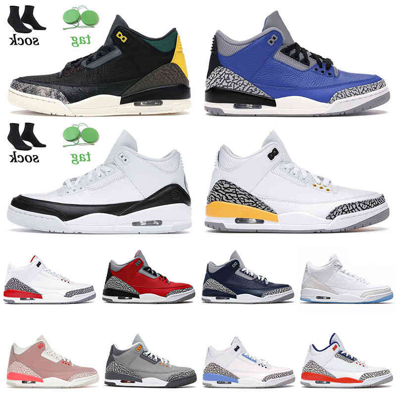 

Shoes Top Basketball Jumpman 3 3s Airs Jodan Mens Women Blue Cement Air Jordens Laser Orange Medium Grey Sneakers Trainers, Bubble wrap packaging