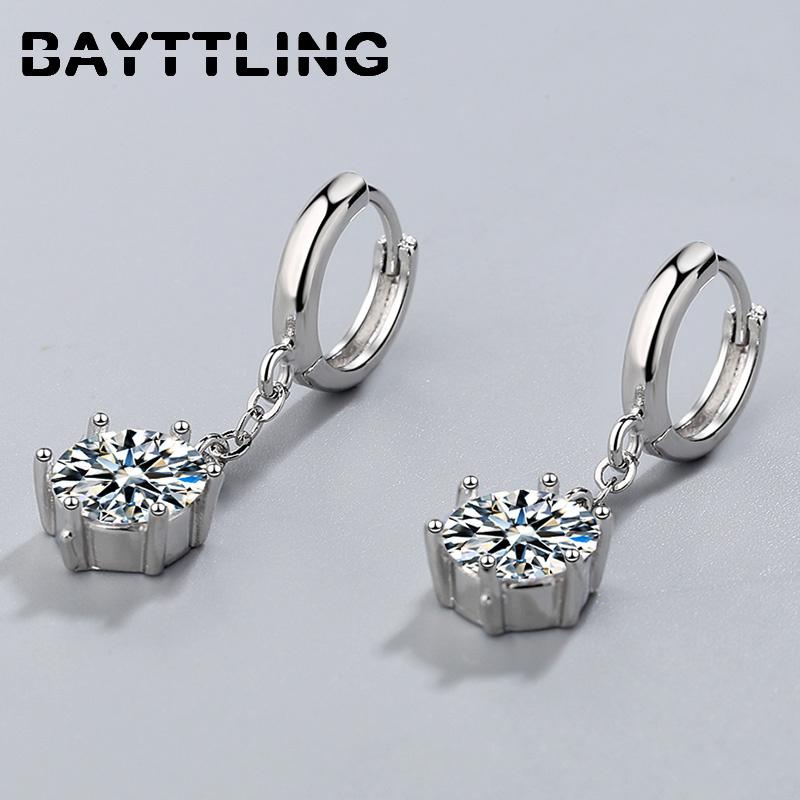

Dangle & Chandelier BAYTTLING 925 Sterling Silver 32MM Fine Zircon Round Pendant Earrings For Woman Fashion Gift Wedding Jewelry