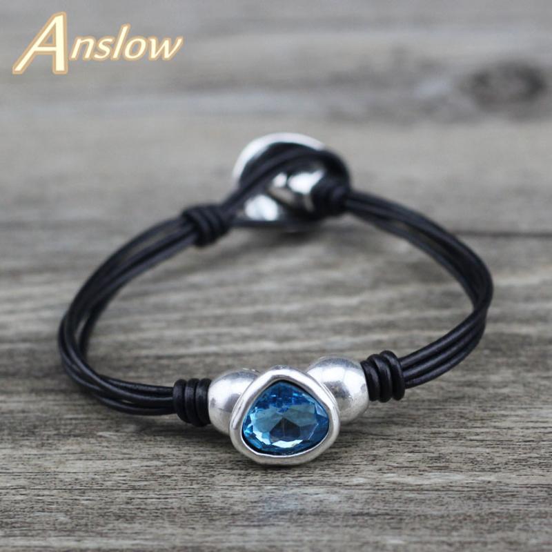 

Beaded, Strands Anslow Fashion Jewelry Sale 2021 Friendship Sweet Crystal Leather Bracelet Accessories Lady Women Christmas Gift LOW0738LB, Black