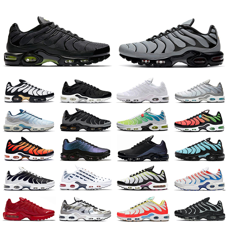 

Newest Men women running shoes tn plus se Volt Glow Wolf Grey Particle Grey Orange Fuchsia outdoor mens trainer Sport Sneakers, Black volt solar red 40-46