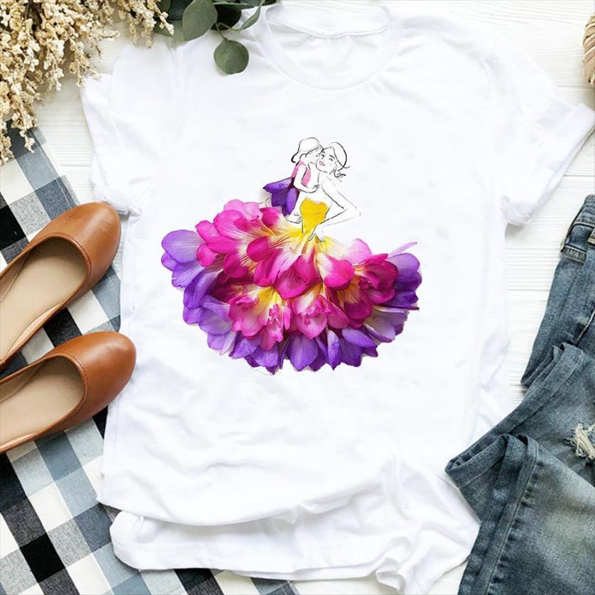 

floral mom girl mother women cute 90s print tee clothes female graphic, White