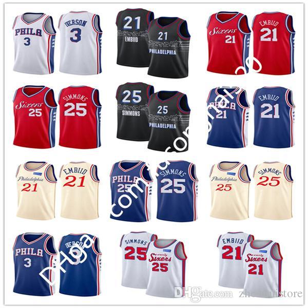 

2021 New Cheap Men Joel 21 Embiid Shirts Ben 25 Simmons Vintage Allen 3 Iverson Julius 6 Erving Retro Basketball Jersey Purple White Blue, Black