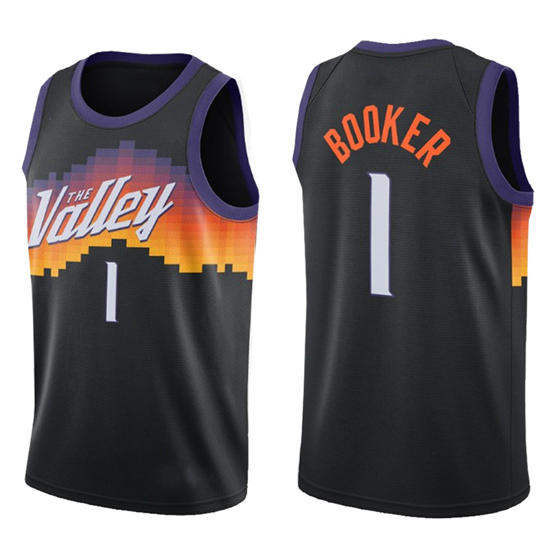 

Devin 1 Booker Deandre 22 Ayton Chris 3 Paul Steve 13 Nash Basketball Jerseys High quality PhoenixSunsJersey, Black;red