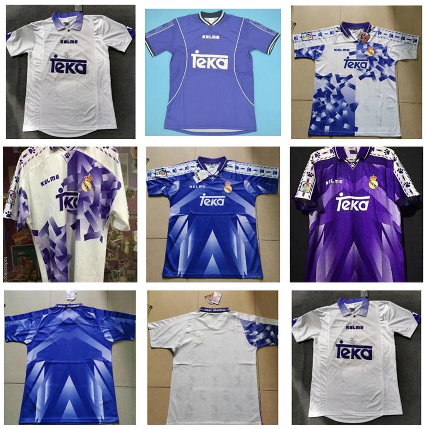 

94 95 96 97 Retro Real Madrid Soccer Jerseys #7 Raul #9 Zamorano #6 Redondo Shirts Vintage Calcio MAGLIA Camiseta de futbol, Black;yellow