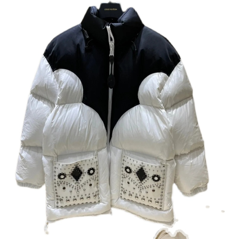 

Autumn and winter black color down contrast couple matching zipper women coat heavy industry jacket bread suit loose, Packing box 2