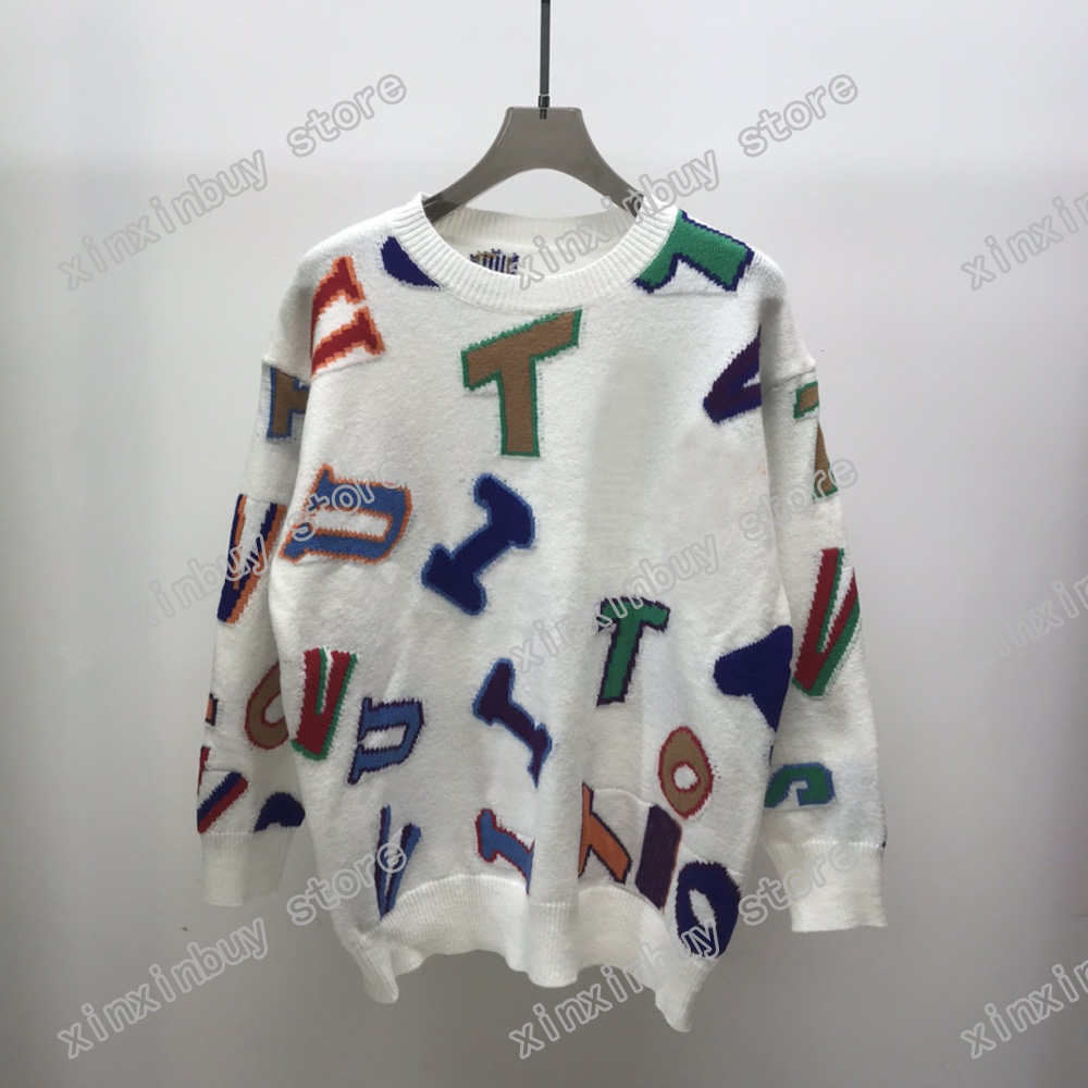 

21ss Designers Sweaters luxury Mens Womens Jacquard colored irregular letters Man Paris Fashion Tee Top Quality Tees Street long Sleeve luxurys yellow, White;black