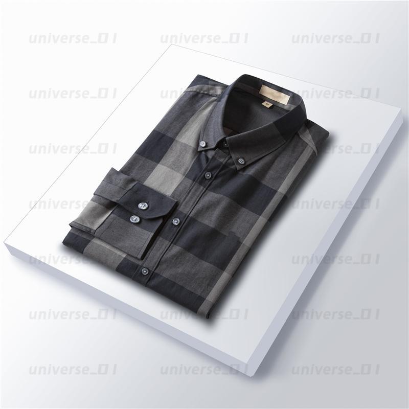 

Mens Dress Shirts Luxury Slim Silk T-shirt Long sleeve Casual business clothing plaid brand color M-3XL 28OX, High quality