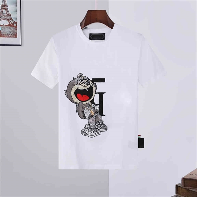 

LYP TOP Quality T Shirts Mens Skull off Men T Shirt fear of god Rhinestone Sleeves Women Men t shirt white philipp pp tingyulou 02r, White;black