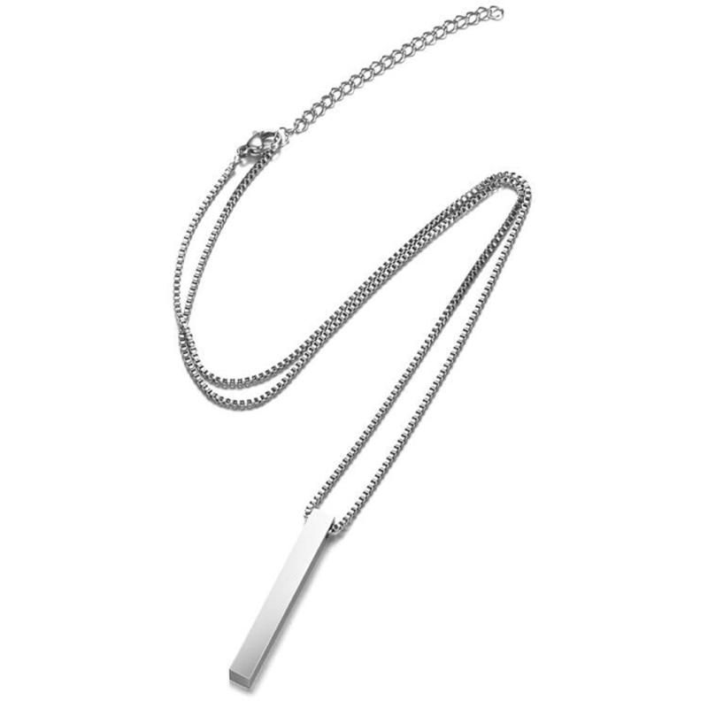 

Pendant Necklaces 2pcs/lot High Quality Mirror Polish Stainless Steel Blank Bar Necklace Box Chain For Women Men Jewelry Gift