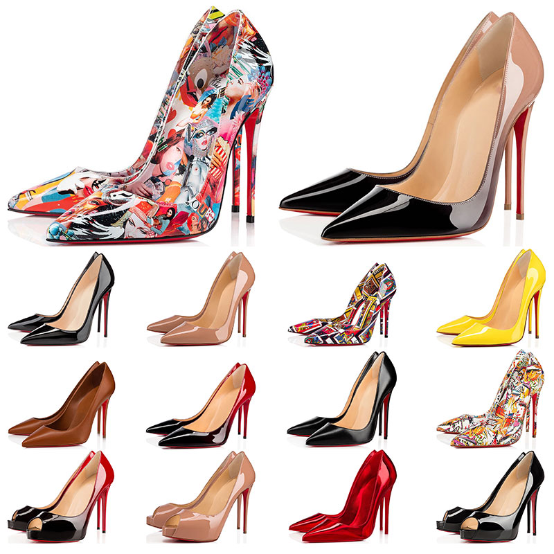 

Women Dress shoes red bottom high heel designer womens Stiletto 8 10 12CM white nude Genuine Leather Point Toe Pump loafers Rubber