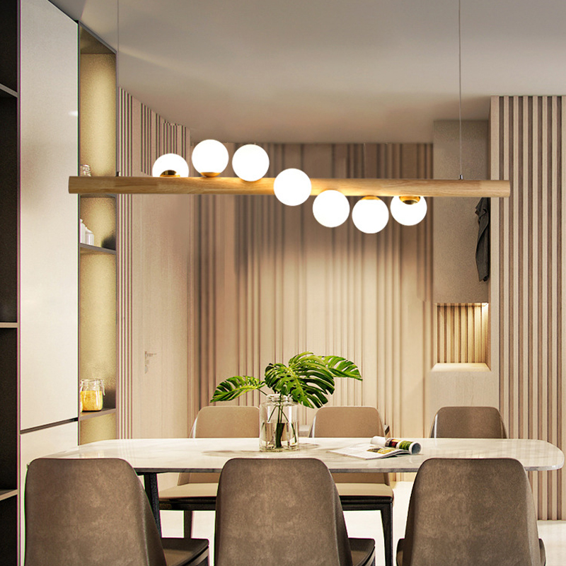 Nordic log personality chandelier restaurant lamp simple and modern lighting-image-744352422