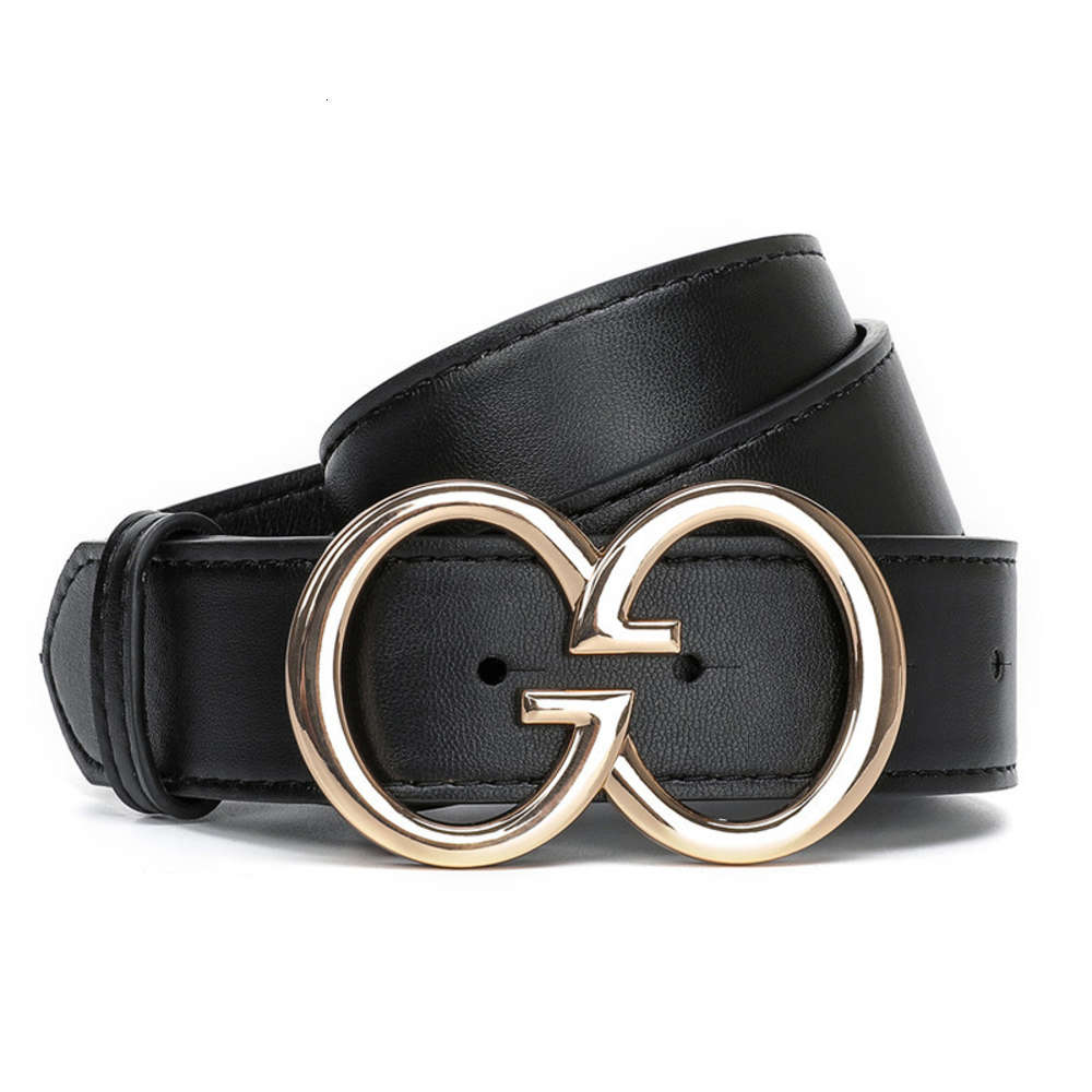 

Women's New Double-g Buckle Belt with Jeans Versatile Pu Letter, Black;brown