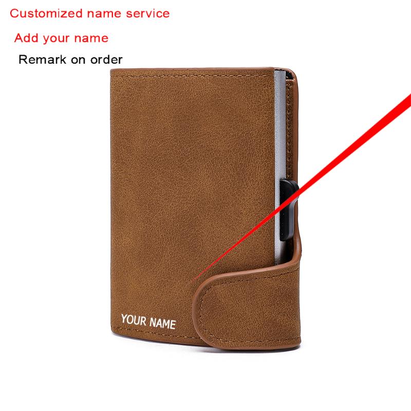 

Card Holders Bycobecy 2021 Men Crazy Horse Wallet Holder RFID Aluminium Women PU Leather Business Bank Cardholder Case, Bsd08 red