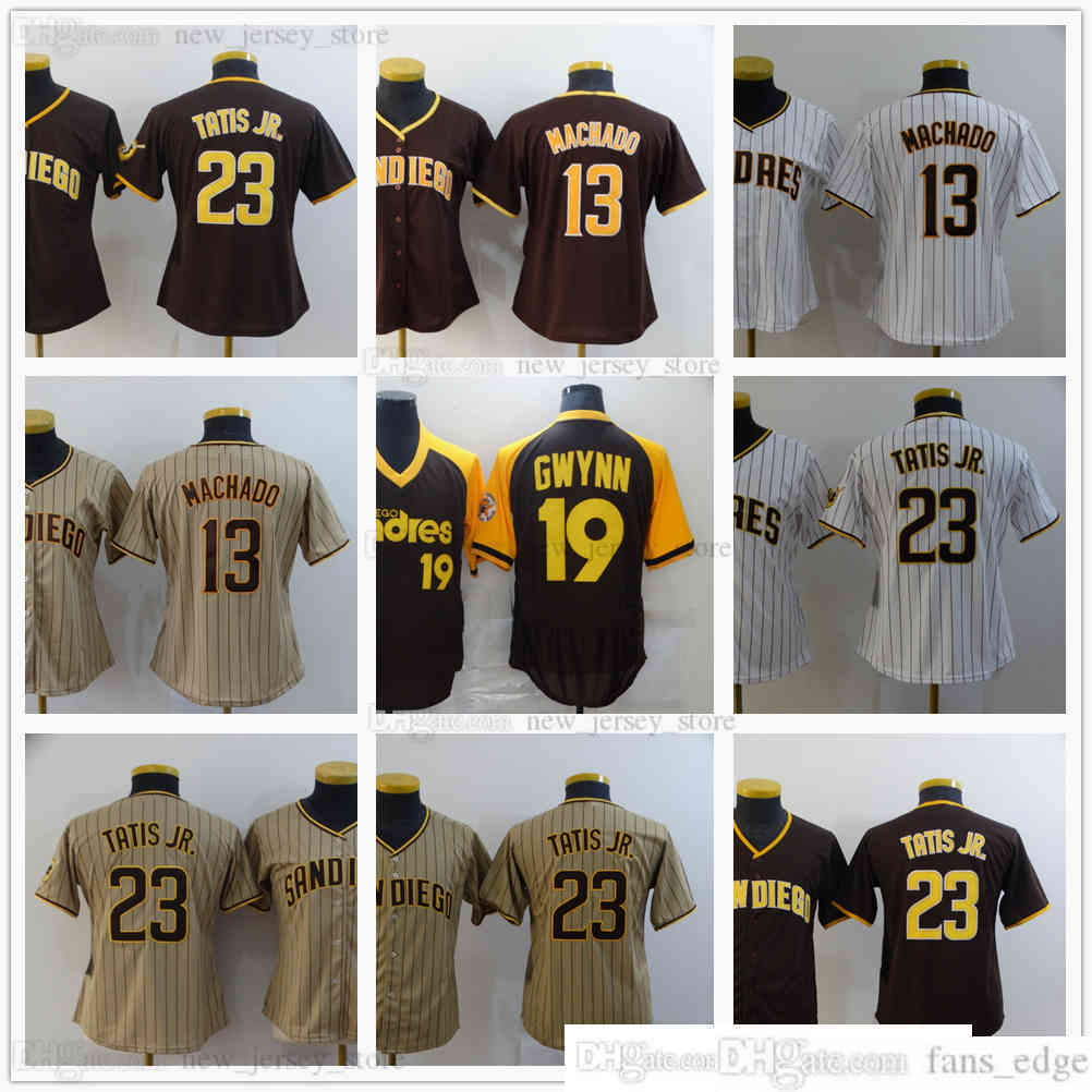 

Man Women Youth Kids 2021 Baseball 13 Manny Machado Jerseys 19 Tony Gwynn 23 Fernando Tatis Jr Top Quality Stitched White Brown Jersey, Blue;black