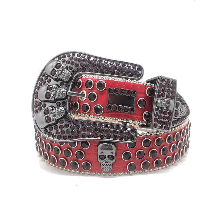 

2021 New Arrival 3 colors bb simon famous brands cinturon woman men belt PU Leather black skull