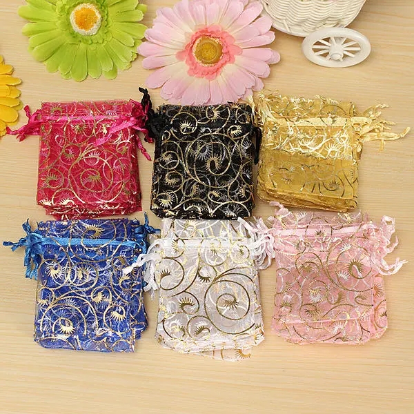 

Organza Pouch Jewelry Gifts Candy Bag Packing Drawable Wedding Party Gift Bags - Champagne