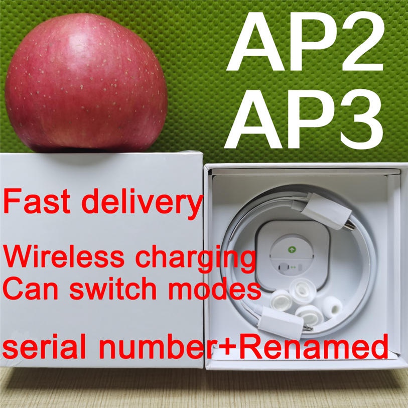 

Top quality Air Gen 3 AP3 Earphones tws H1 Chip Wireless Charging Bluetooth Headphones pods AP2 2nd Rename GPS for airpods iphone 12 pro max xiaomi Fast delivery, White(valid serial number)