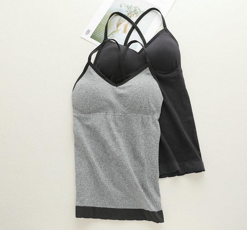 

Camisoles & Tanks Women Seamless Cross Beauty Back Bra Sexy Long Underwear With Chest Pad Explosion Section Wrapped Tube Top,women Vest, Black;white