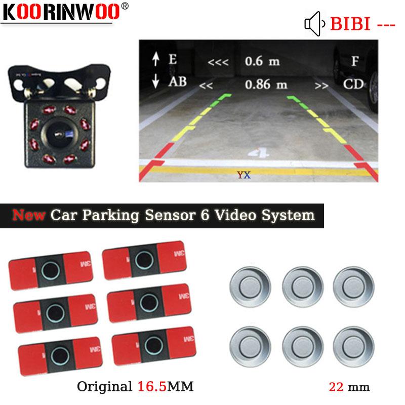 

Car Rear View Cameras& Parking Sensors Koorinwoo Original Sensor 6 Parktonic Video 4 Probes With Rearview Camra Buzzer Reverse Radar Black W