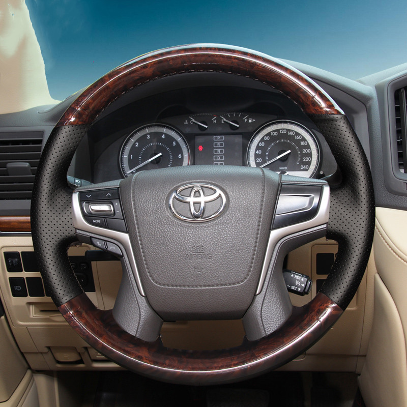 

For Toyota 16-20 Land cruiser DIY custom leather car interior steering wheel cover auto parts