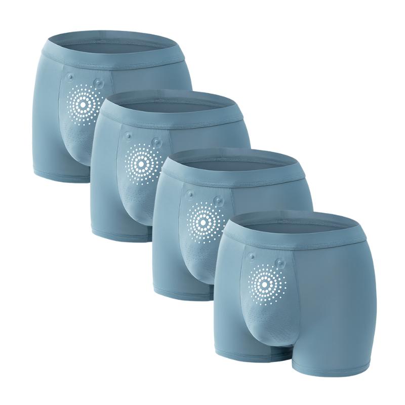 

Underpants Men's Panties Breathable Men Underwear Ice Silk Boxer Shorts Massage Brand Boxershorts Man 4PCS, Blue