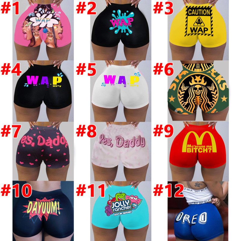 

Women Shorts Pants Sexy Clothes Tight Personalise Pattern Printed Yoga Trousers Ladies Knickers Breechcloth Fashion Panties, C1-c15