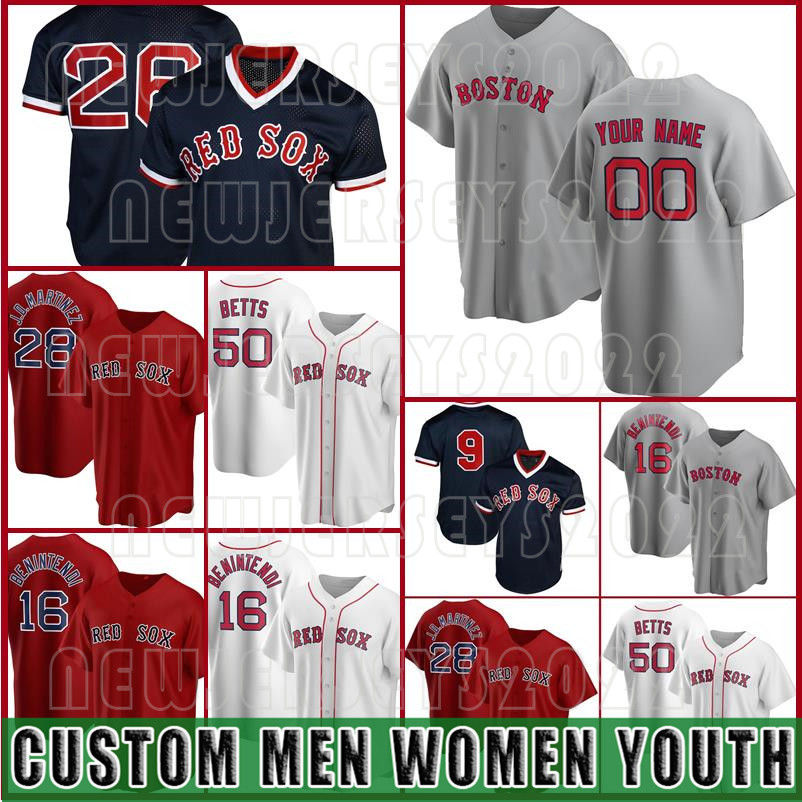 

9 Ted Williams Custom Red Jersey 28 JD Martinez Sox Baseball 50 Mookie Betts 16 Andrew Benintendi 34 David Ortiz 5 Enrique Hernandez, Blue;black