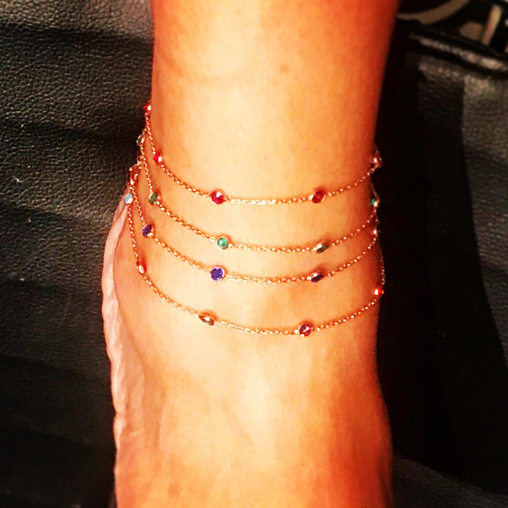 

21+5cm rainbow cz station chain anklet foot chain 925 sterling silver high quality fashion trendy women jewelry