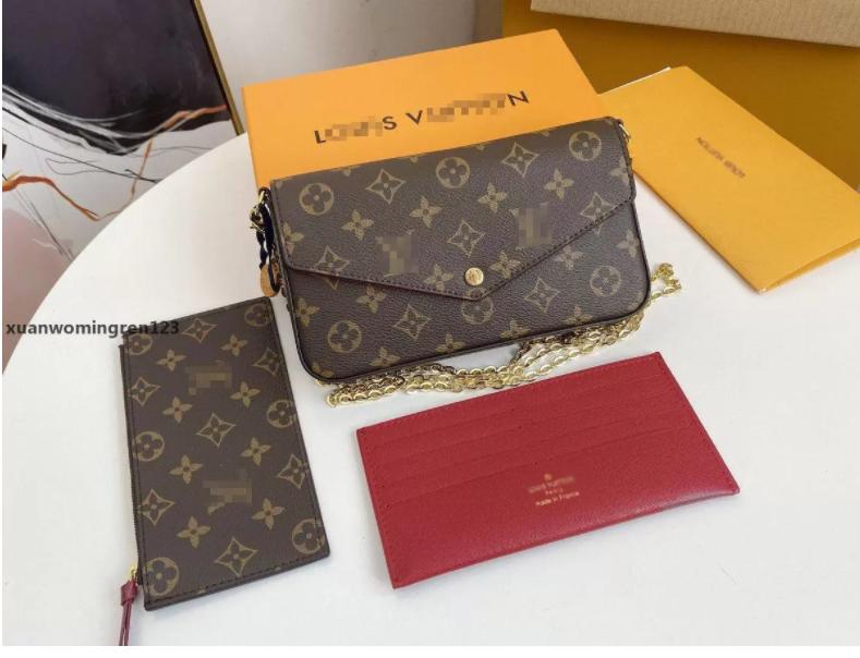 

3PCS Set Luxury Brand Louisbags_18 Women Designer Bags Crossbody Handbag Handbags Wallet GGLVLouisVitton YSLVUTTON, Red;black