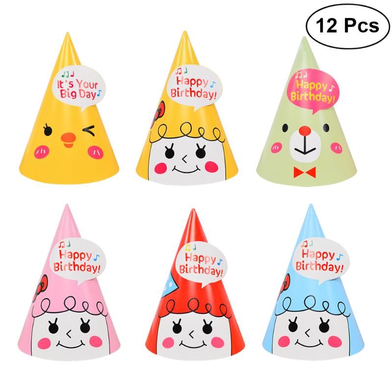

Party Hats 12Pcs Lovely Kids Birthday Decorations DIY Paper Crown For Children