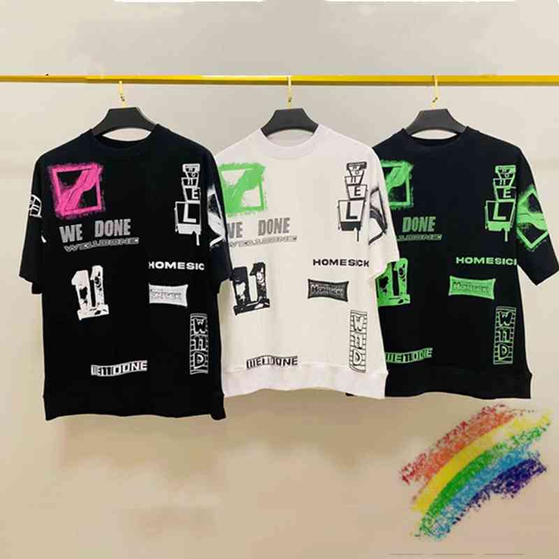 

Men's T-Shirts Graffiti we11done soon female male summer shirt 1:1 high classic quality welldone tops oversize t