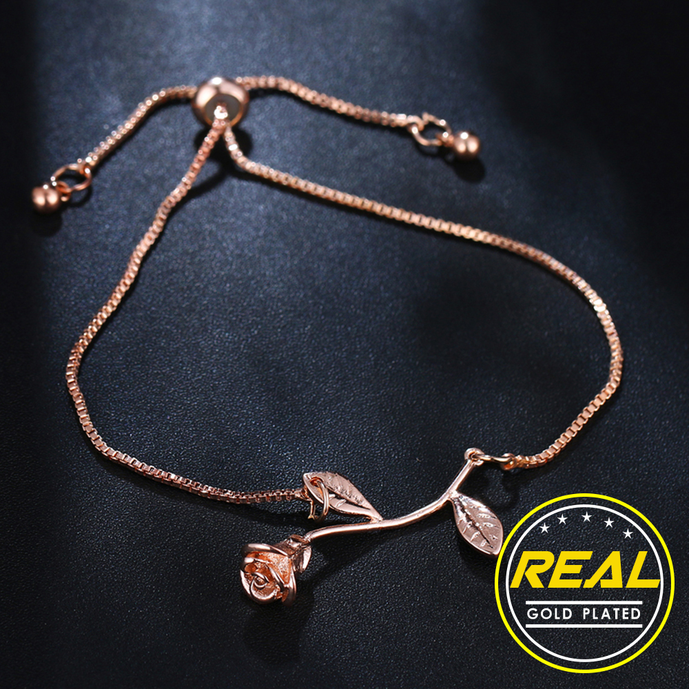 

Gift fashion rose flower charm bracelet ladies girl bracelet and adjustable bracelet ladies wedding bridal jewelry